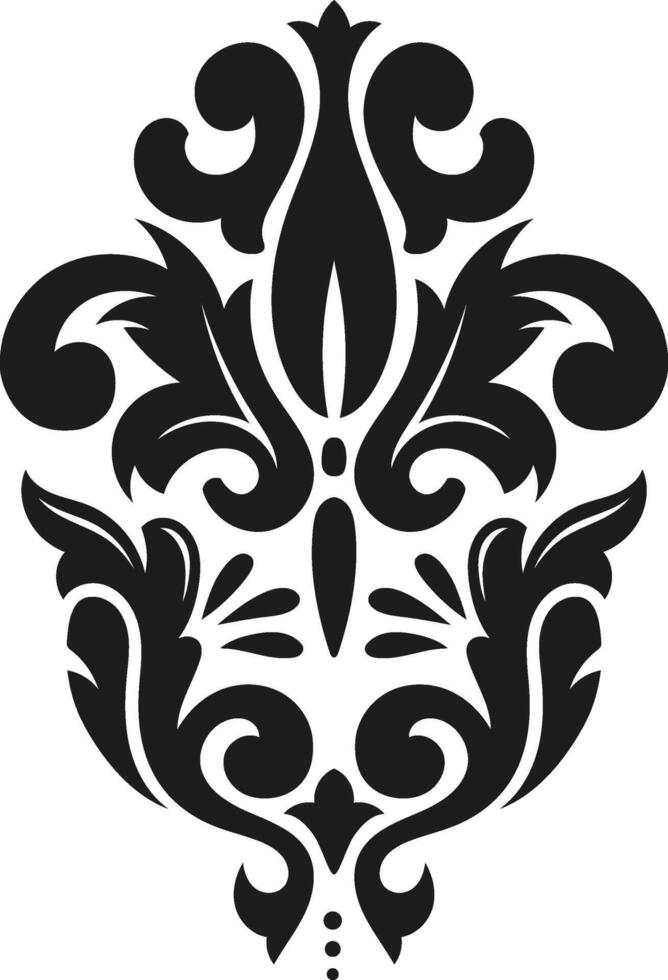 Black and white damask floral ornament showcasing a sophisticated pattern, adding elegance and luxury to design projects like textiles, wallpaper, and invitations vector