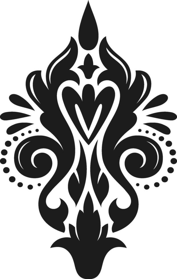 Elegant black and white damask pattern featuring stylized floral and decorative elements, creating a symmetrical design ideal for textiles, wallpaper, or graphic projects vector
