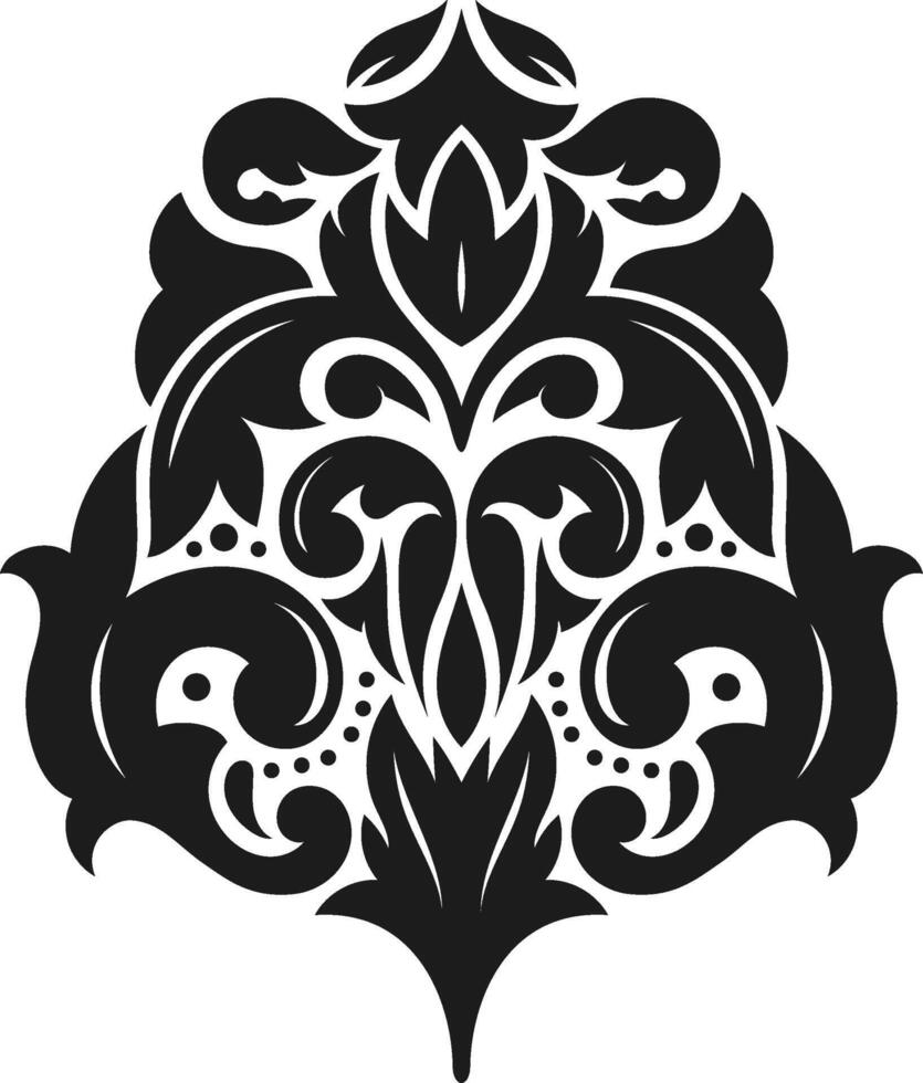 Symmetrical and intricate, this damask pattern presents a captivating interplay of black and white, forming an elegant design suitable for classic and contemporary aesthetics vector