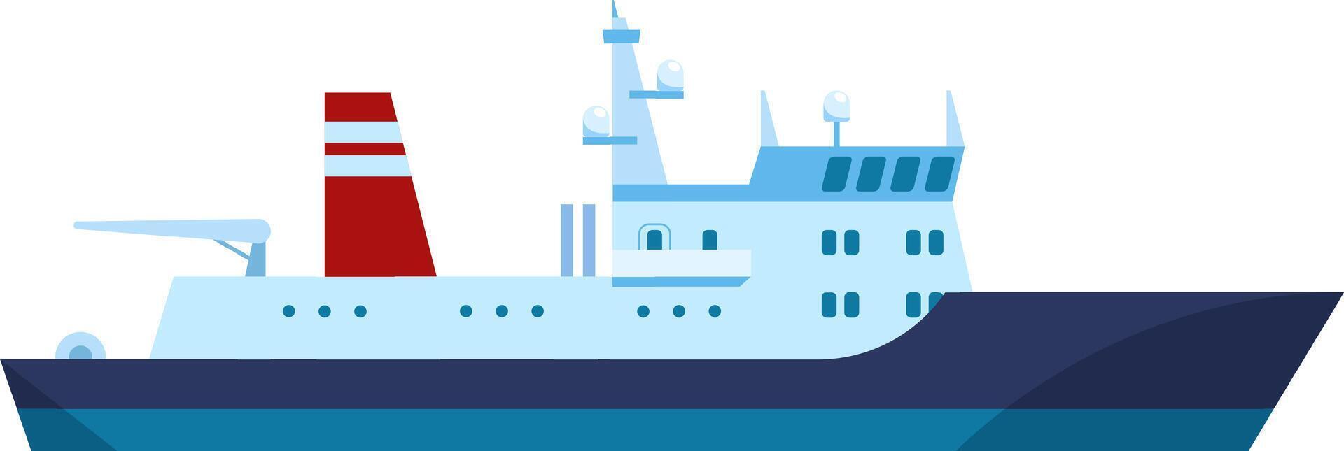 Modern oceanographic research vessel equipped with advanced technology sailing smoothly on calm blue water under a clear sky, ideal for marine research and exploration vector