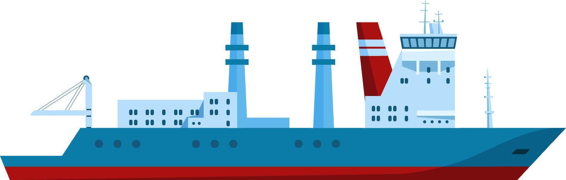 Large cargo ship sailing across the sea, delivering goods to ports worldwide, highlighting the significance of global trade and the complexities of maritime transport vector