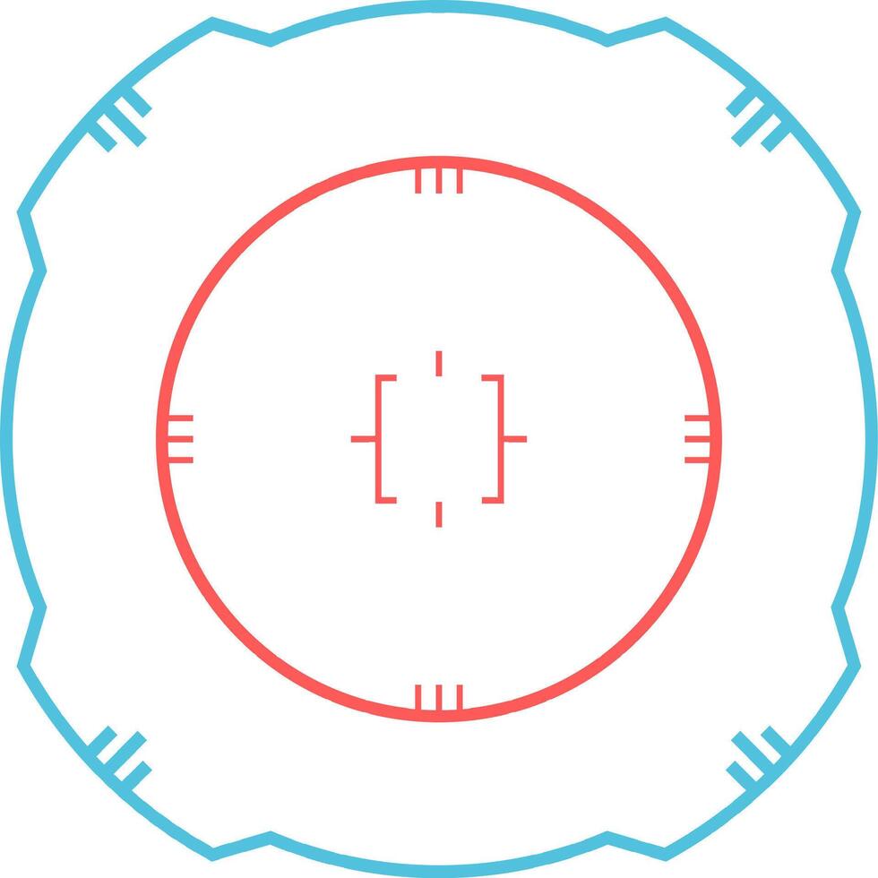 Gun sight displaying target coordinates with striking red and blue lines, perfect for enhancing game experiences or military applications, emphasizing precision and accuracy vector