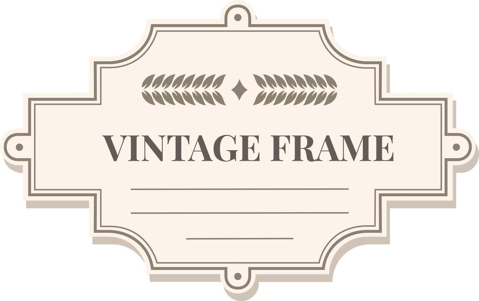Featuring a vintage frame adorned with a laurel wreath, offering blank lines for personalized text and convenient holes for hanging, creating an elegant and timeless design vector
