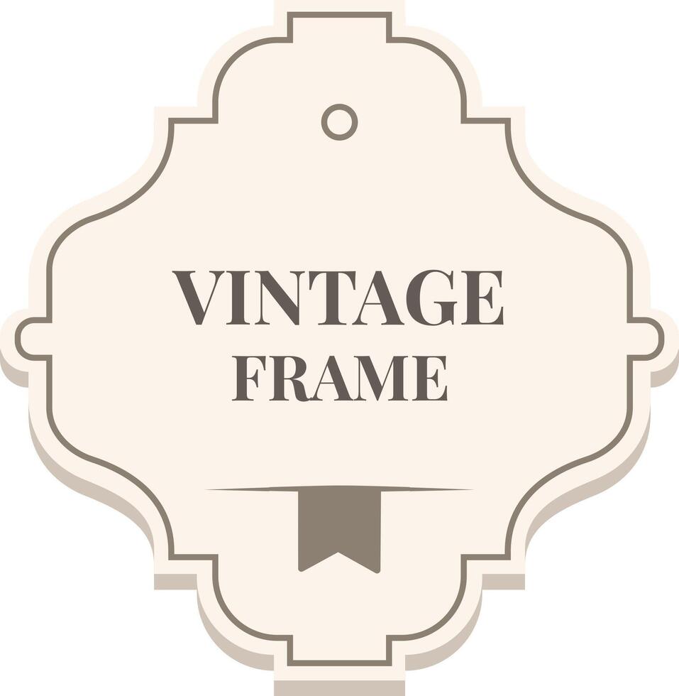 Vintage frame with ribbon and hole for hanging, isolated on white background, useful for invitations, menus, labels and other design projects vector
