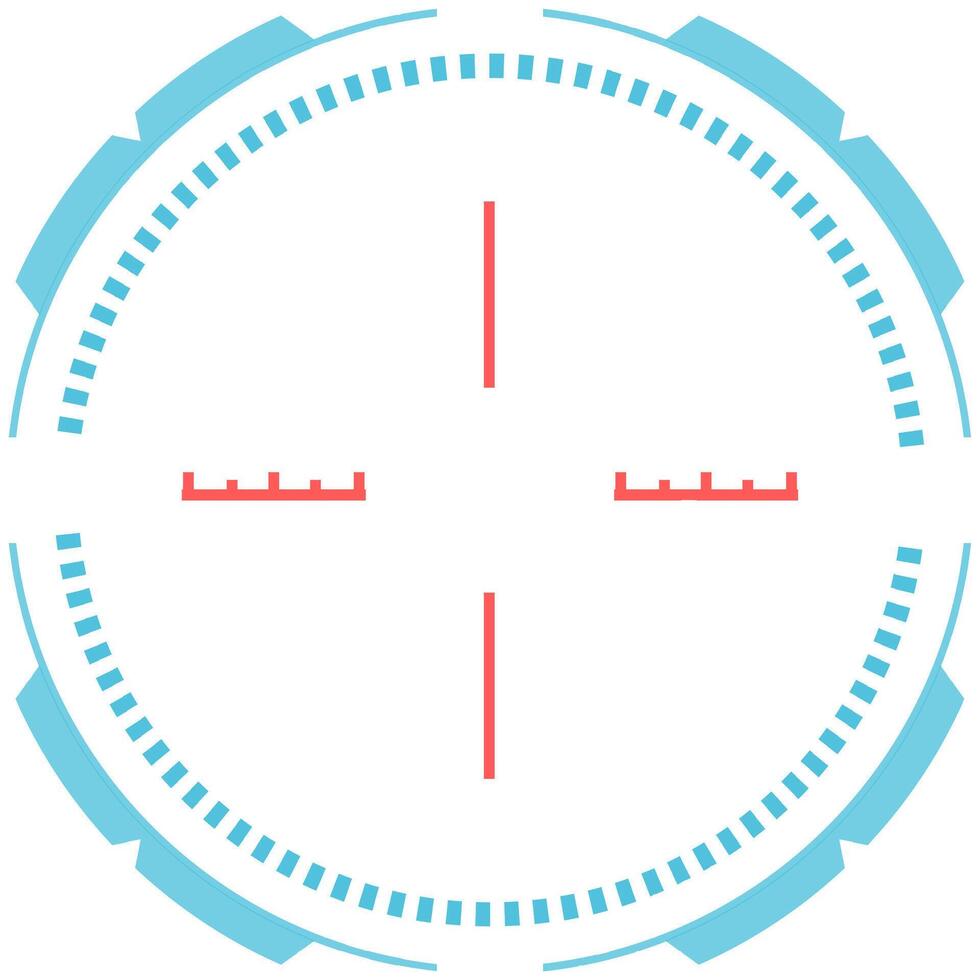 Futuristic circular sniper scope featuring a crosshair targeting system interface, delivering precision and accuracy for effective aiming in various tactical scenarios vector
