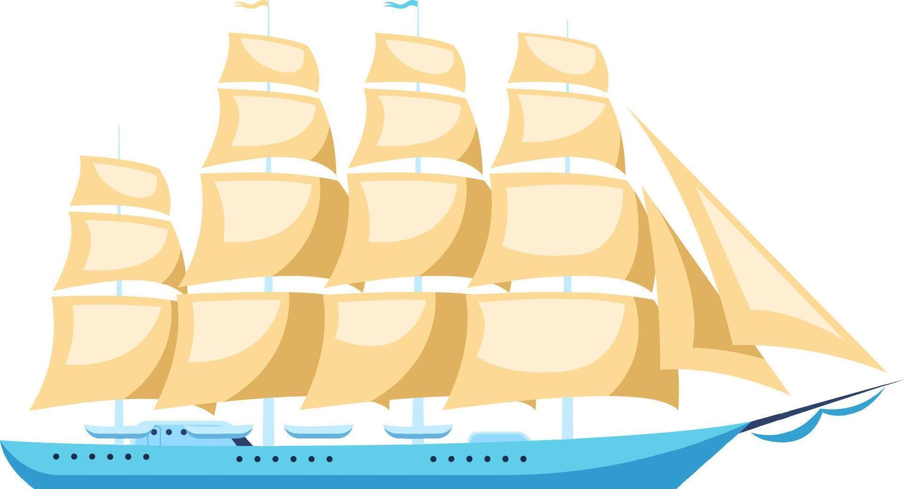 Majestic sailing ship navigating the open waters, propelled by the wind filling its numerous sails, evokes a sense of adventure and exploration vector
