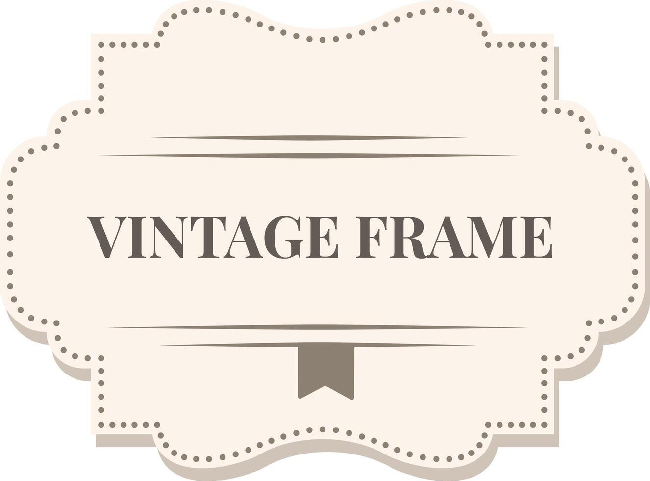 Vintage frame featuring dotted edges and an elegant ribbon banner, incorporating text along with two horizontal lines, all isolated against a clean white background vector