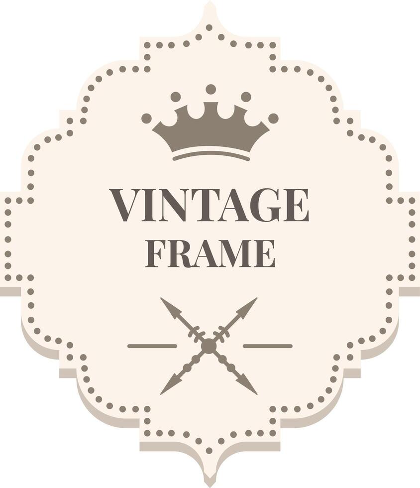 Vintage frame with crown and crossed arrows on a light background representing elegance, prestige, and classic design, perfect for logos, invitations, or certificates vector