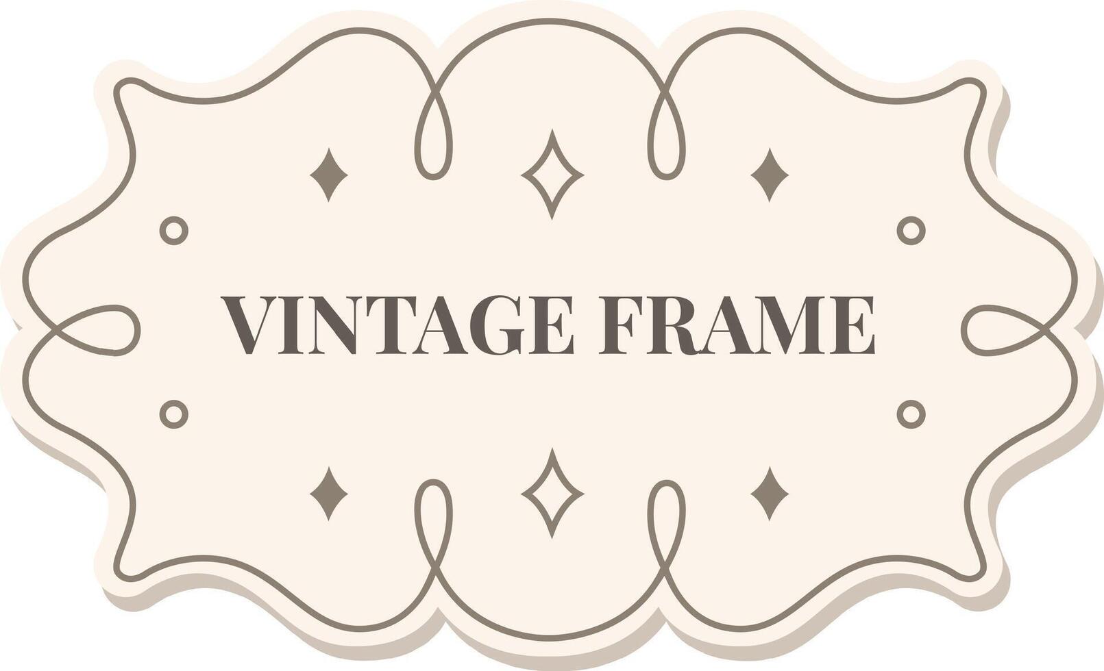 Vintage frame featuring swirls, stars, and circles on a light brown background, ideal for wedding invitations, greeting cards, labels, and various decorative uses vector