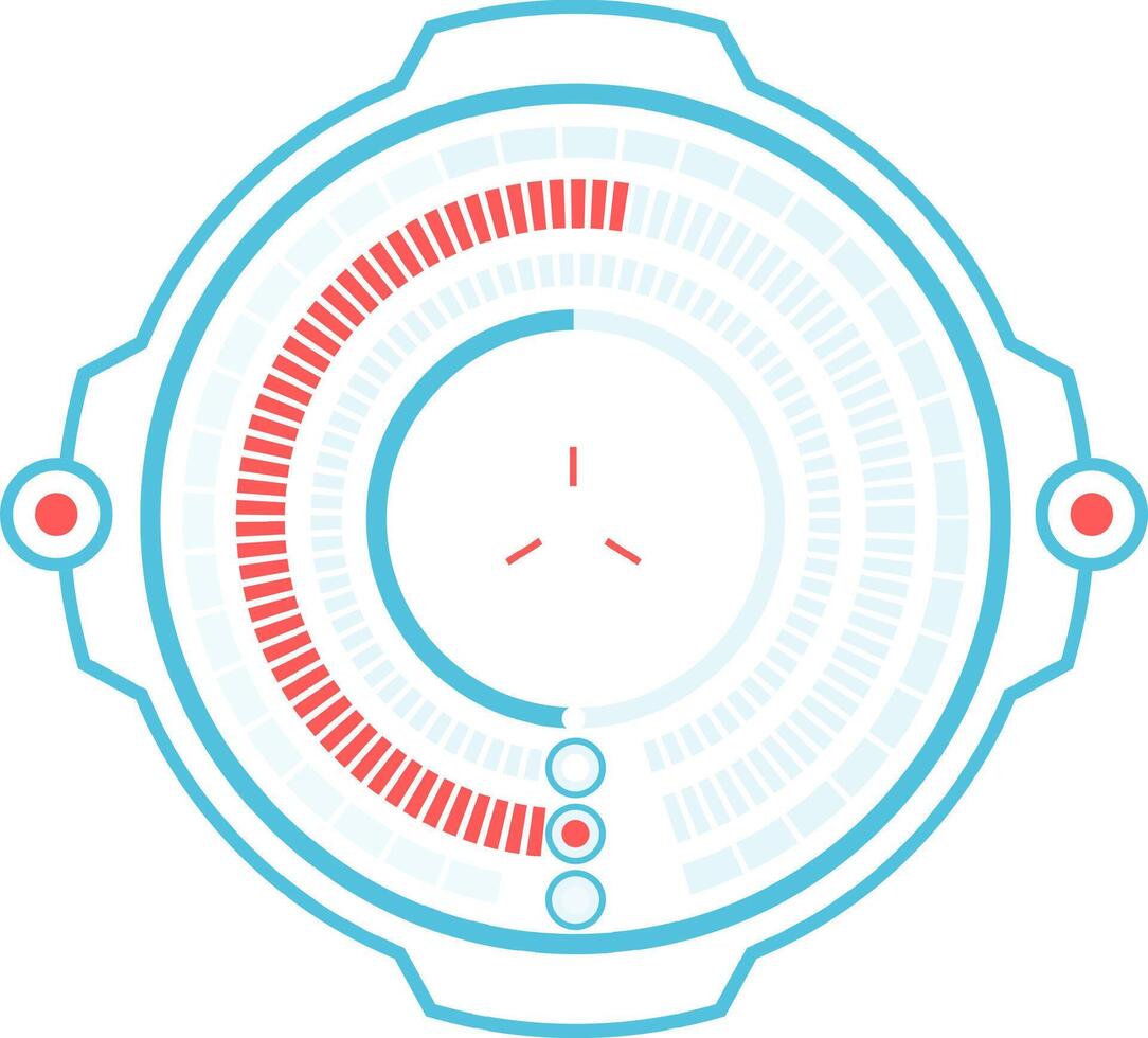 Circular progress bar with futuristic design filling up, indicating loading or processing status in a digital interface, symbolizing technological advancement and data management vector