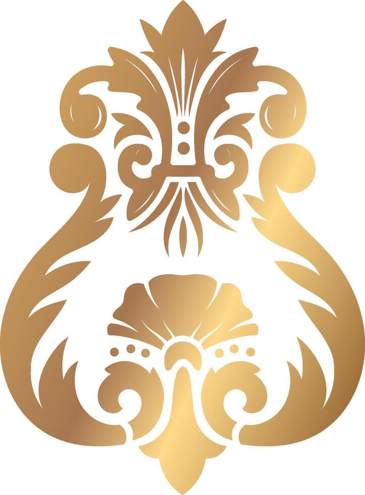 Intricate gold ornamental design featuring baroque style floral patterns with elegant swirls and flourishes, perfect for decorative use in art and design projects vector