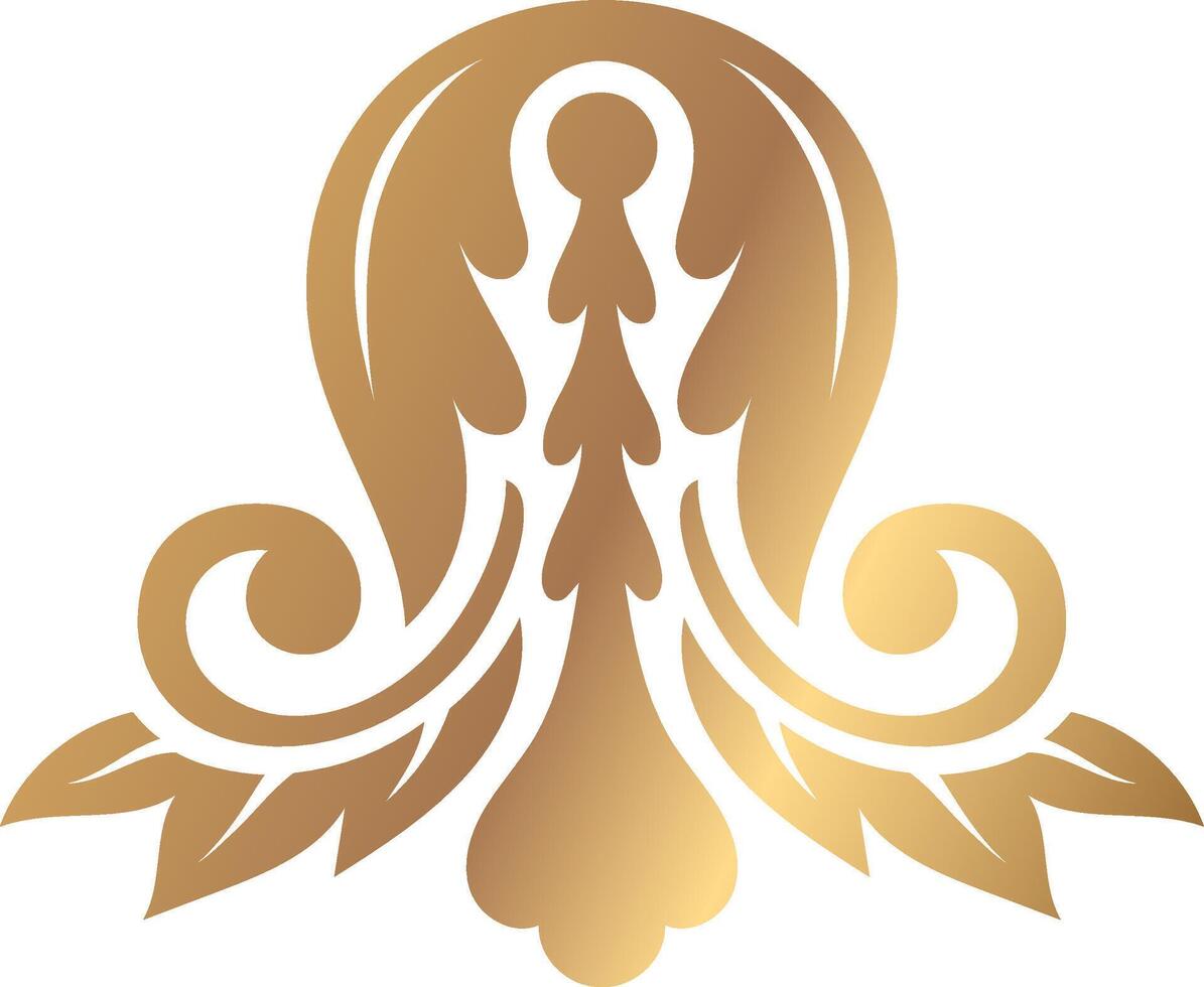 Golden floral damask element featuring a rich gradient, embodying elegance, luxury, and sophistication, perfect for enhancing various design projects and decorative themes vector