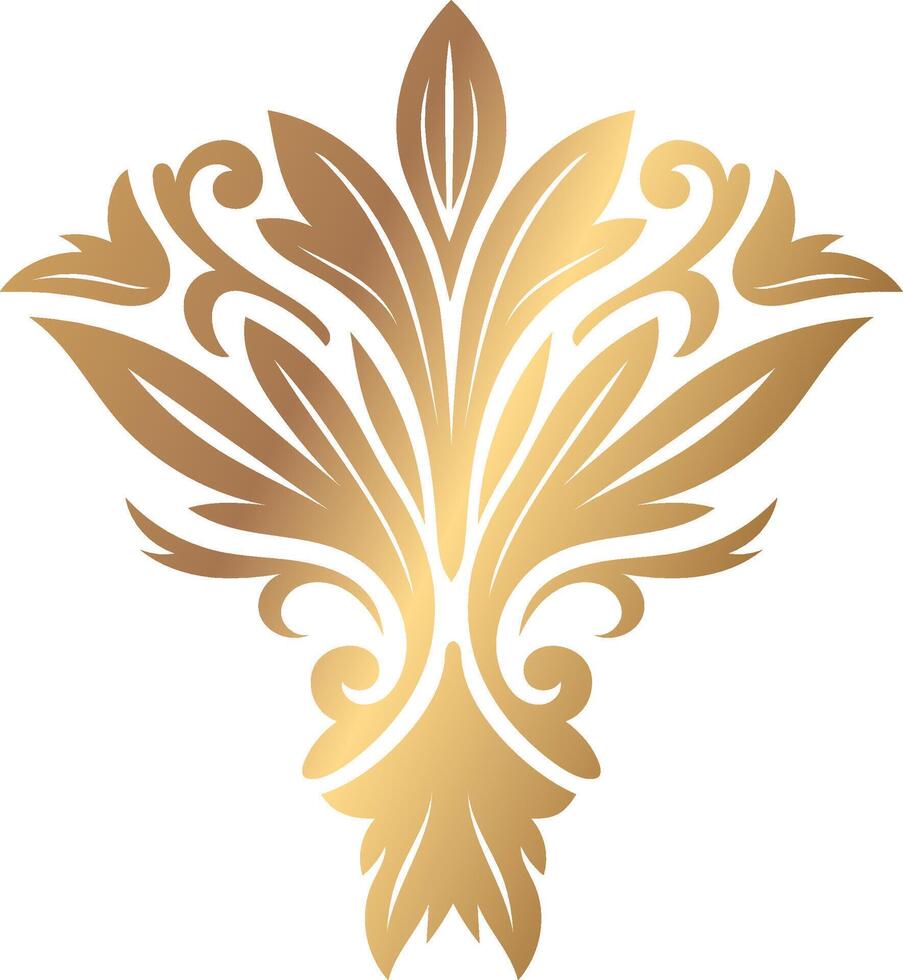 Luxurious golden floral damask ornament with gradient effect decorating a white background, perfect for luxury and elegance themed projects vector