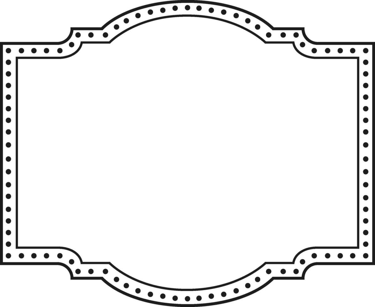 Rectangular frame boasting dotted lines along its edges and elegant curved corners. Providing a refined touch for various design purposes. Including invitations. Certificates. Or decorative elements vector