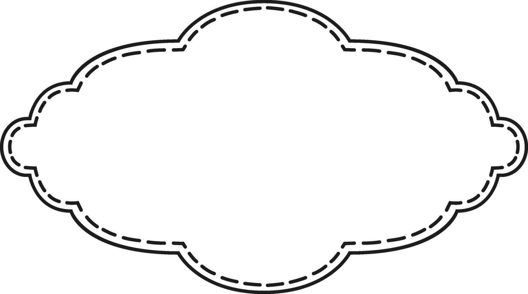 Decorative cloud shaped frame with a dotted line border, enhancing a vintage aesthetic for invitations, cards, and various design projects vector