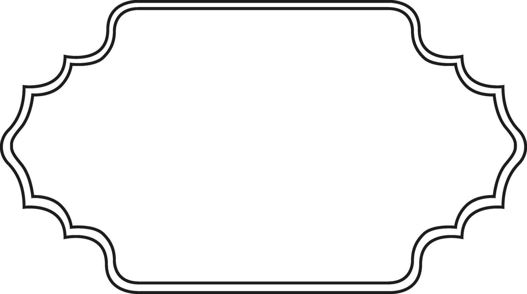 Simple, elegant black wavy frame with rounded corners creating a large white empty space for text or images, suitable for various design and decorative purposes vector