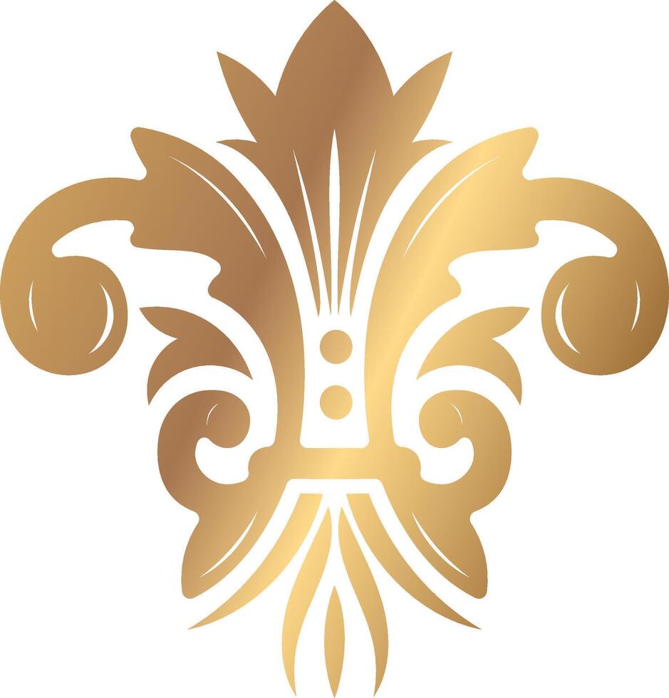 Luxurious golden fleur de lis ornament shining brightly on a white background, creating a sophisticated and elegant design element perfect for various projects vector