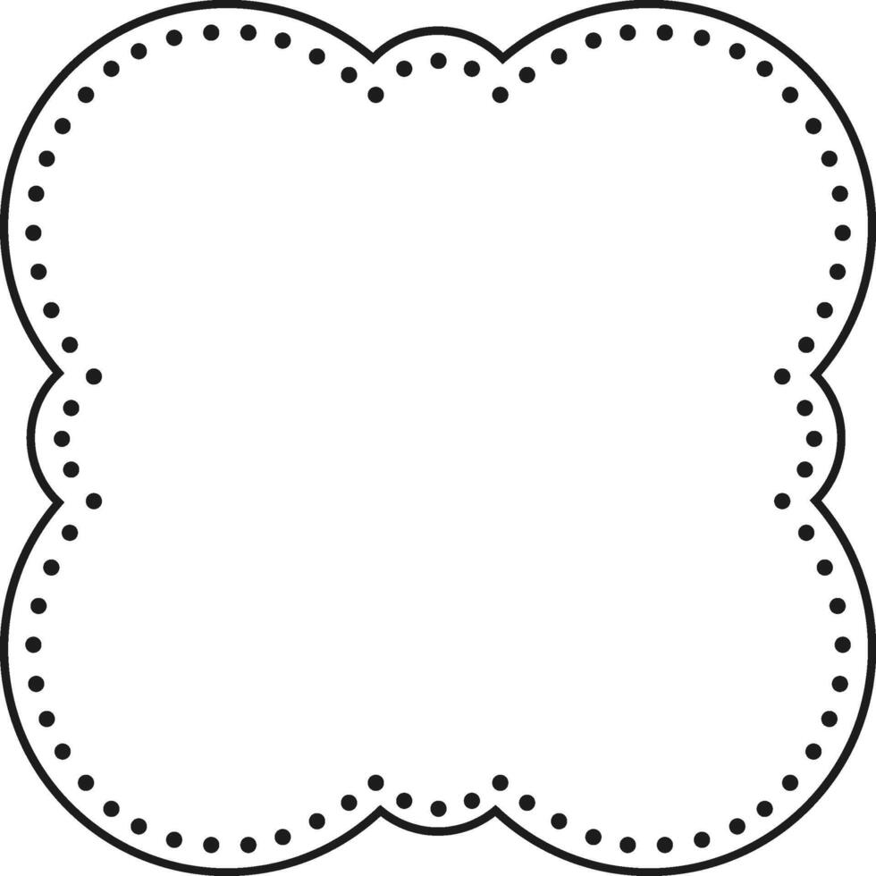 Intricate scalloped border featuring a dotted outline, perfect for invitations, labels, or scrapbooking projects. The symmetrical design adds elegance and sophistication to any creative work vector