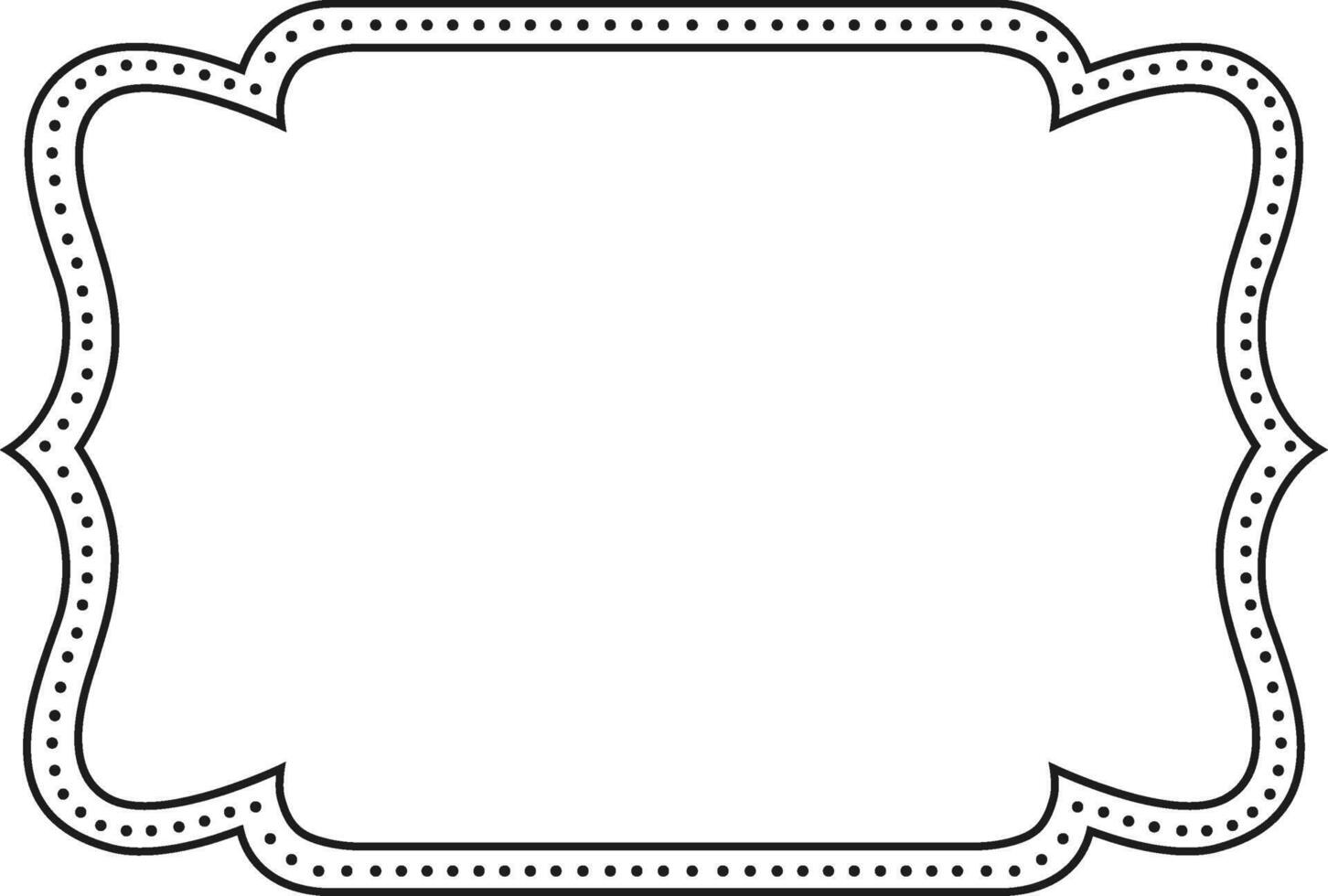 Ornate blank frame featuring a dotted border design, ideal for invitations, labels, or decorative purposes. The wavy edges add a touch of sophistication and style to any project vector