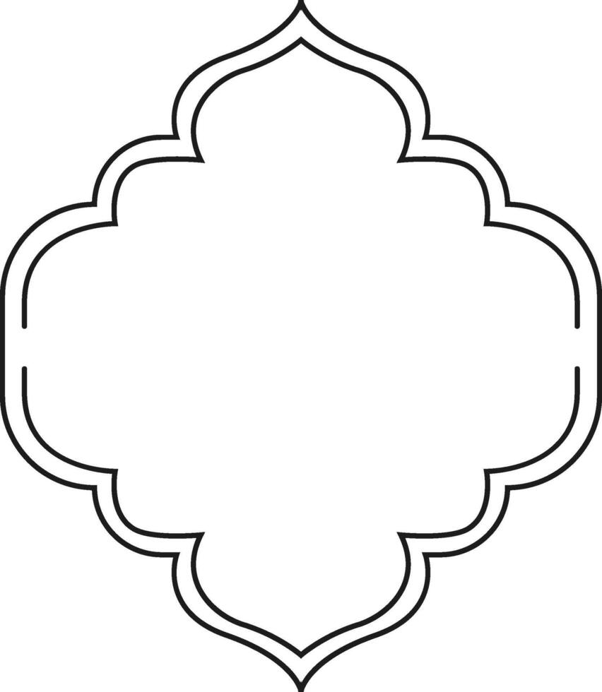 Featuring a thin black quatrefoil frame with elegant Islamic design, creating an empty space perfect for adding text or an image, enhancing any decorative project vector