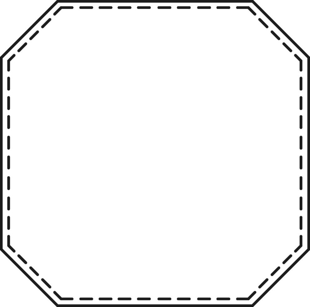 Octagonal frame with dotted line resembling a sewing stitch, ideal for scrapbooking, crafts, and decorative projects, providing a unique and handmade touch vector