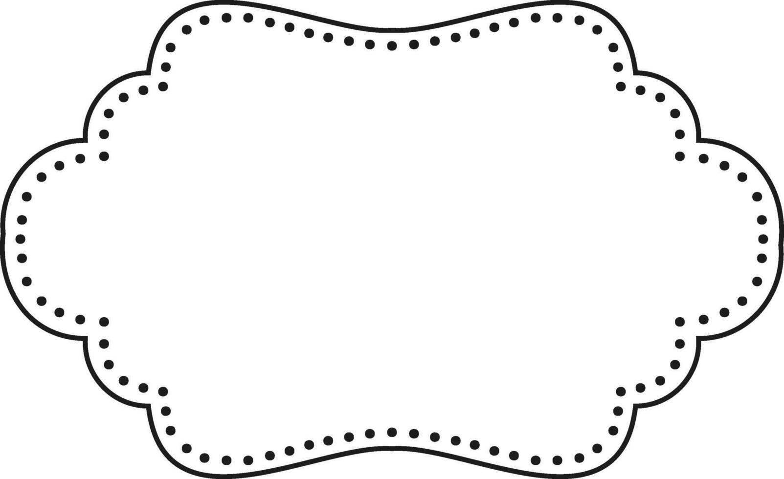 Featuring a simple black and white scalloped frame with a dotted line, creating an elegant border perfect for enhancing designs with a touch of sophistication and charm vector