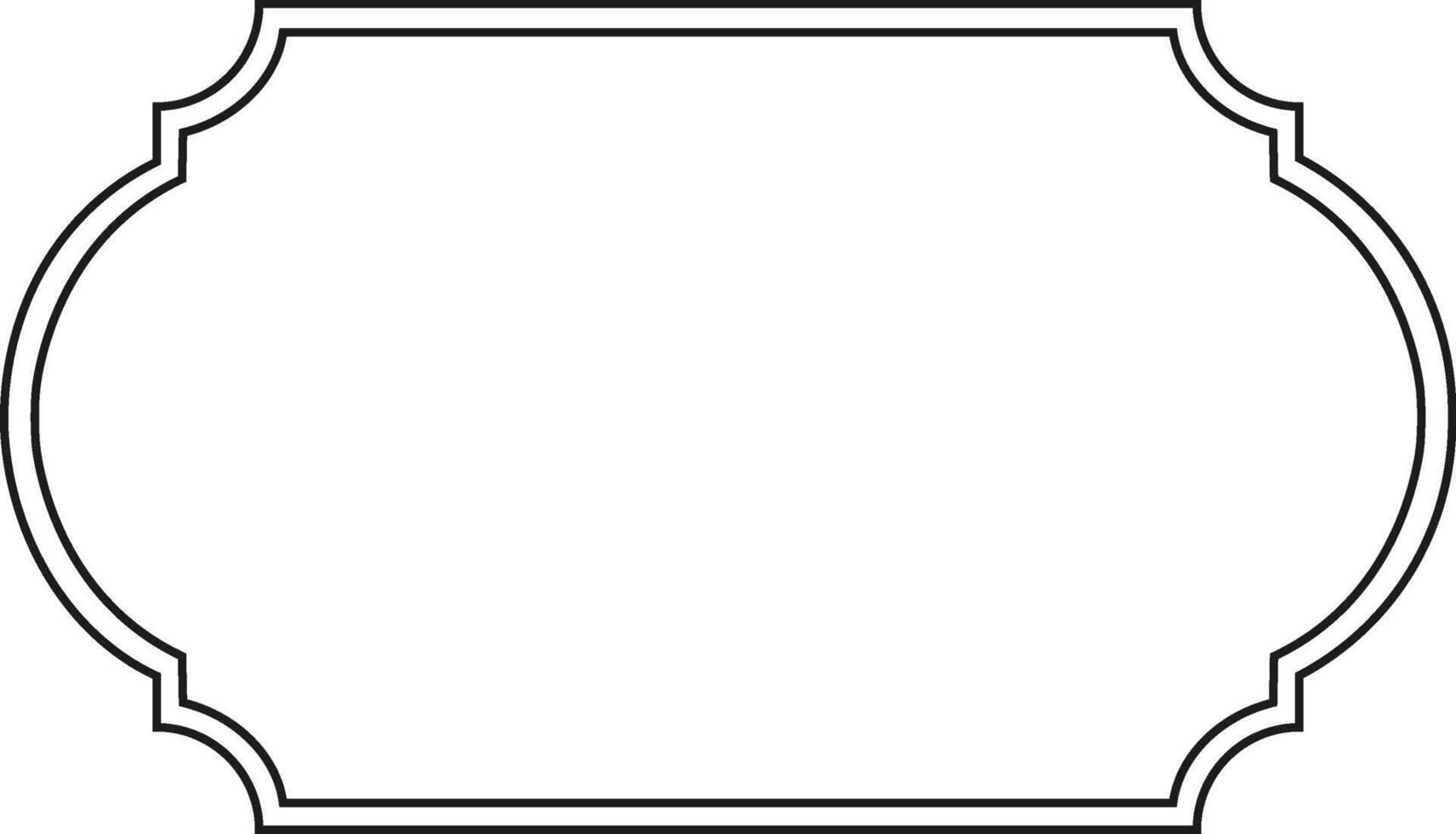 Elegant black horizontal decorative frame with rounded and notched edges creating a classic and sophisticated design, suitable for various design projects vector