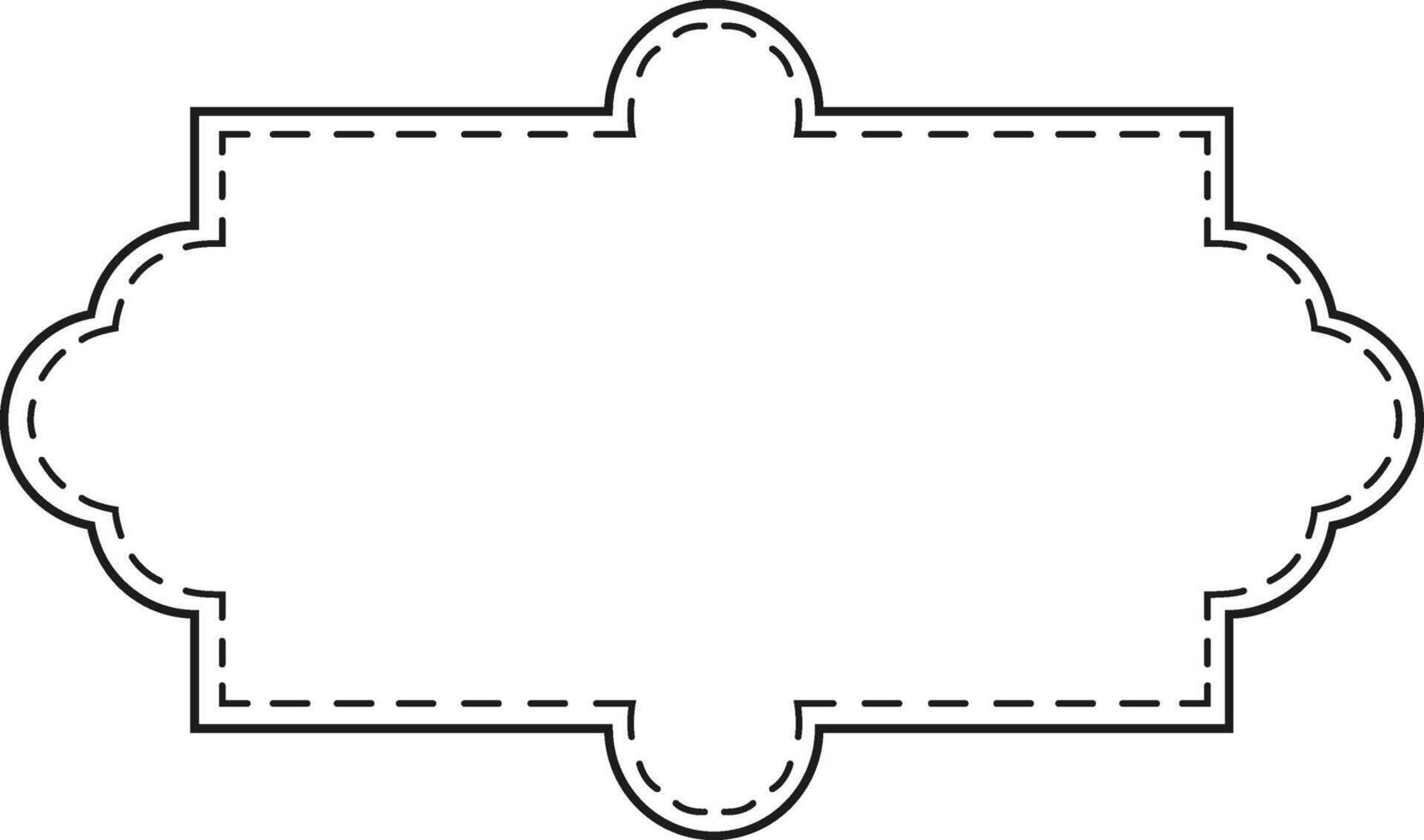 Simple rectangular frame featuring rounded edges with a scalloped design and dotted lines, providing a classic and versatile decorative element vector