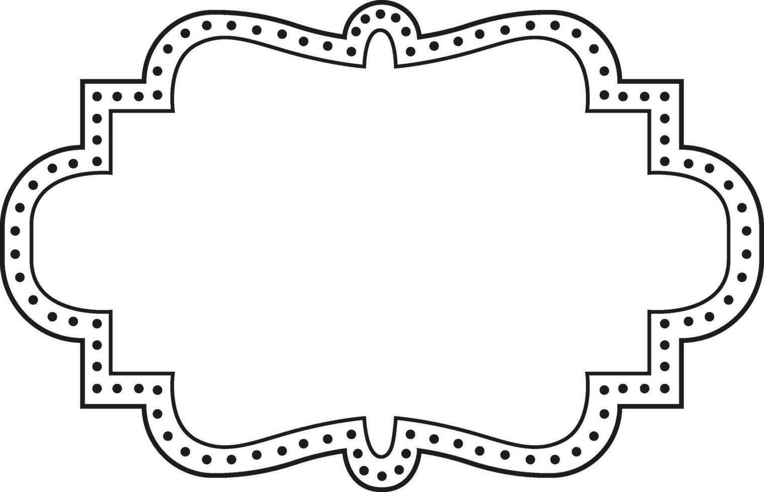 Black frame with dotted border creating a vintage or retro aesthetic, ideal for adding a touch of classic elegance to text, pictures, invitations, cards, or any design project vector