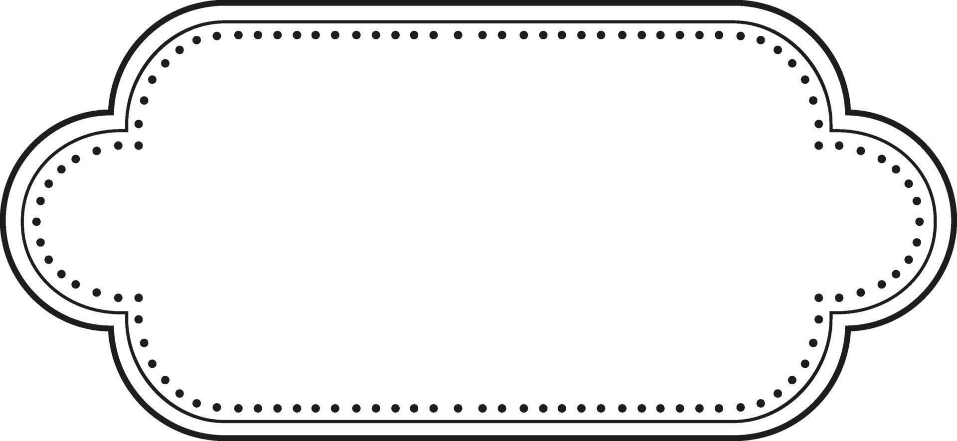 Horizontal vintage frame with dotted lines along rounded edges, forming cloud like shapes on both sides, providing a classic and elegant design element vector
