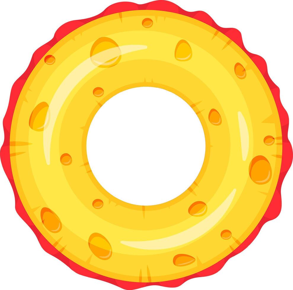 Inflatable ring with cheese pattern floating on water, offering a fun and playful way to enjoy summer activities in swimming pools, beaches, or lakes vector