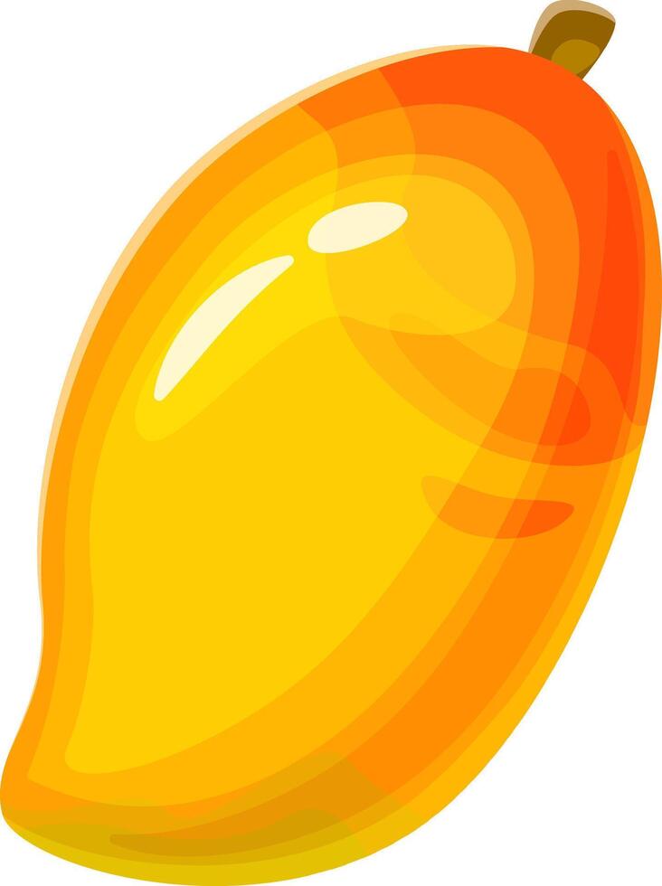 Cartoon illustration depicting a ripe mango with a vibrant gradient from yellow to orange, symbolizing freshness and ideal for healthy eating themes vector