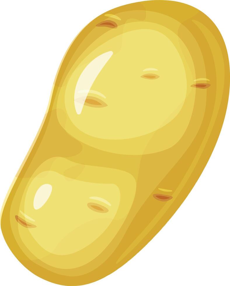 Cartoon illustration of a ripe potato with shiny peel reflecting light, isolated on white background, perfect for healthy eating and agriculture projects vector