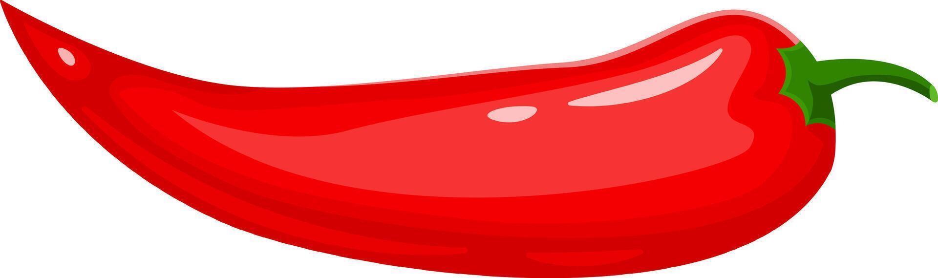 Shiny red hot chili pepper featuring a vibrant green stem, symbolizing spicy food, celebrating Mexican cuisine, and promoting healthy eating and overall wellbeing vector