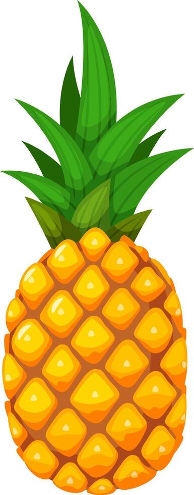 Fresh, ripe pineapple with green leaves, showcasing its vibrant yellow color and textured skin, perfect for representing health, tropical flavors, or summer vibes vector