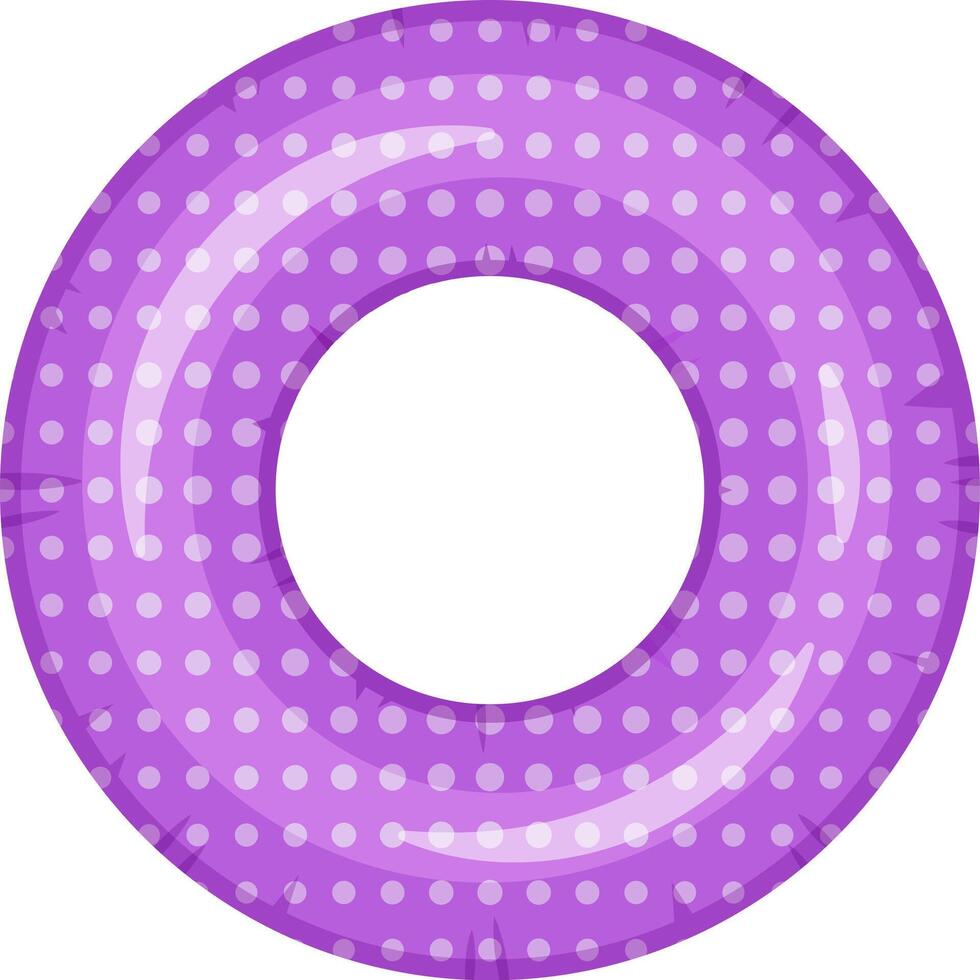 Colorful inflatable pool ring with a vibrant purple hue, adorned with white polka dots. Ideal for summer activities, swimming, and relaxation in the water vector