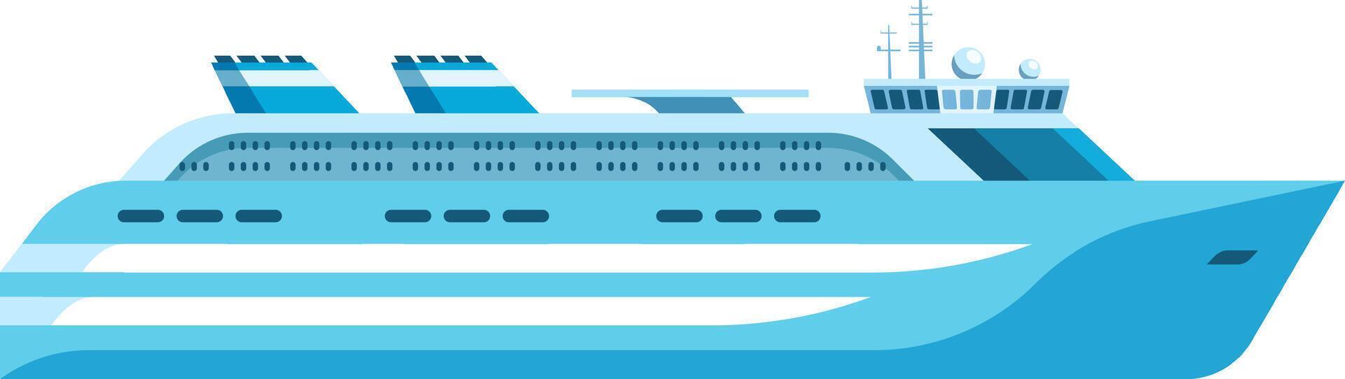 Large and modern cruise ship sailing on calm sea water, offering luxury travel and vacation experience, featuring multiple decks, cabins, restaurants, and amenities for passenger enjoyment vector