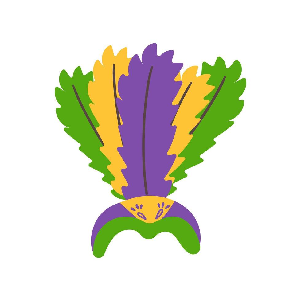 Mardi Gras carnival icon design element , flat style. Mardi Gras, mask with feathers, joker comedy and tragedy, party decorations. illustration, clip art isolate on white. vector