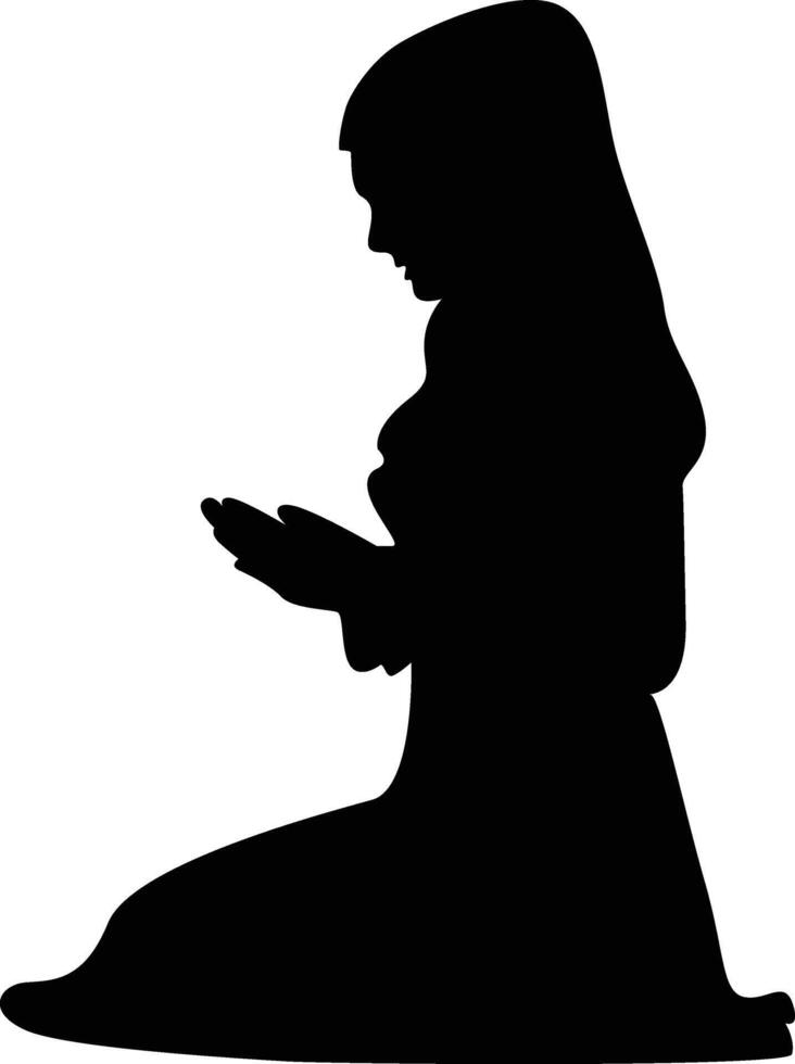 Women praying black silhouette vector