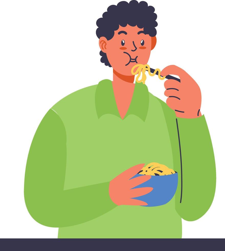 People Eating Character in Flat Design vector