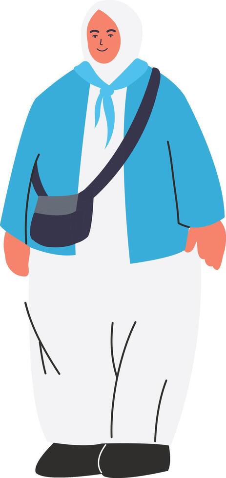 Hajj Pilgrims Character with Simple Cartoon Design vector