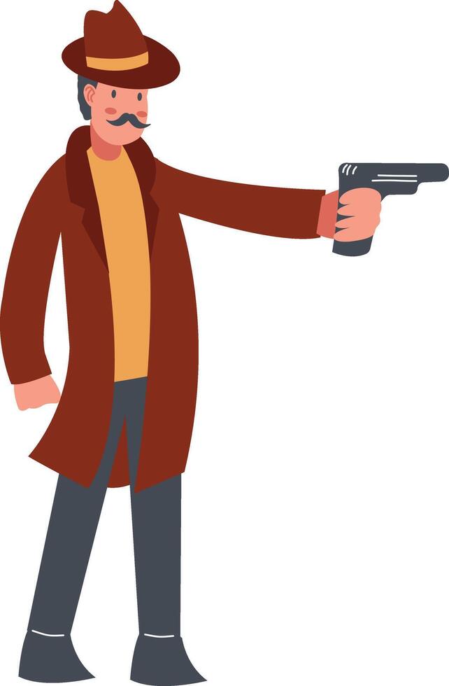 Detective Illustration with Cartoon Design vector