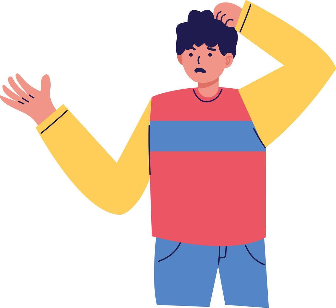 People Confused Illustration with Cartoon Style vector