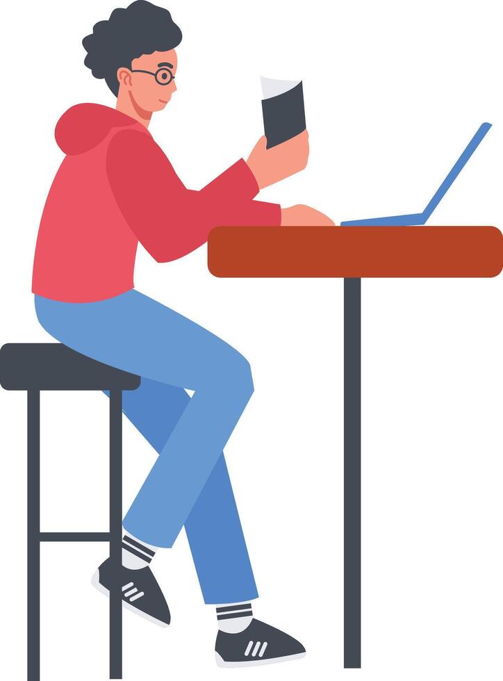People Sitting in Cafe with Laptop vector