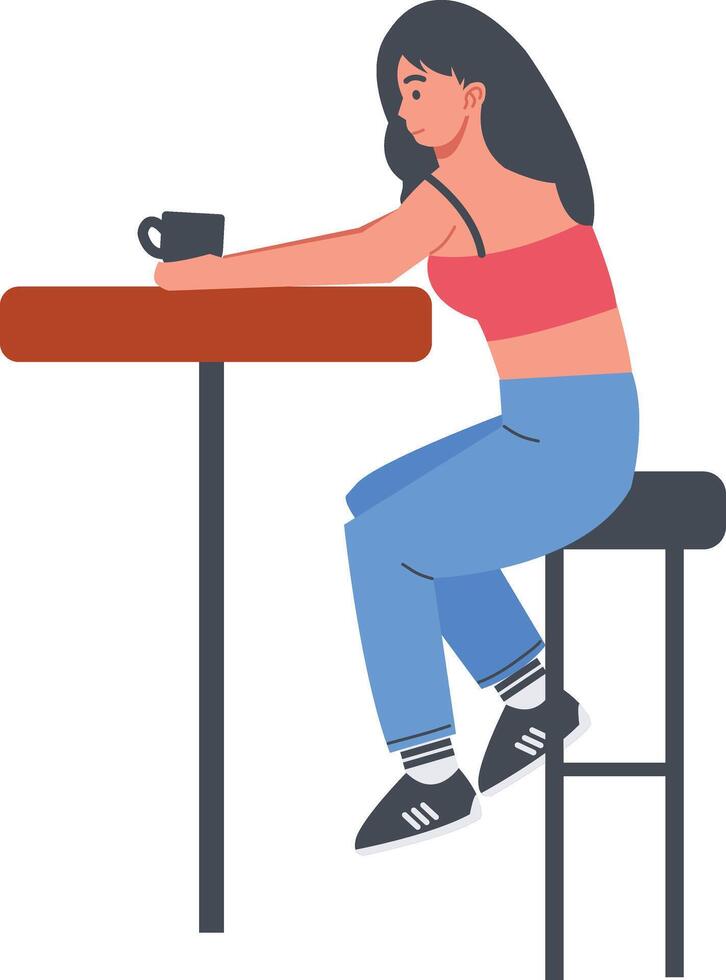 Illustration of People Sitting in Cafe vector