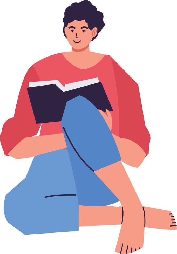 Cartoon Character of People Reading Book vector