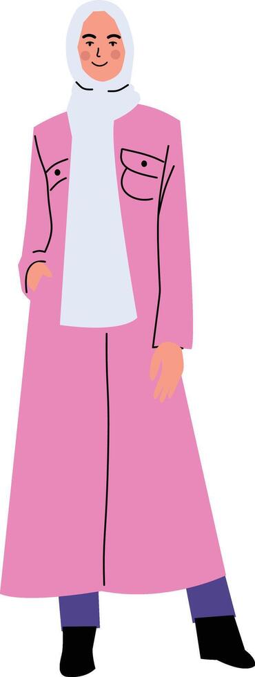 Hijab Women Illustration with Cartoon Design vector