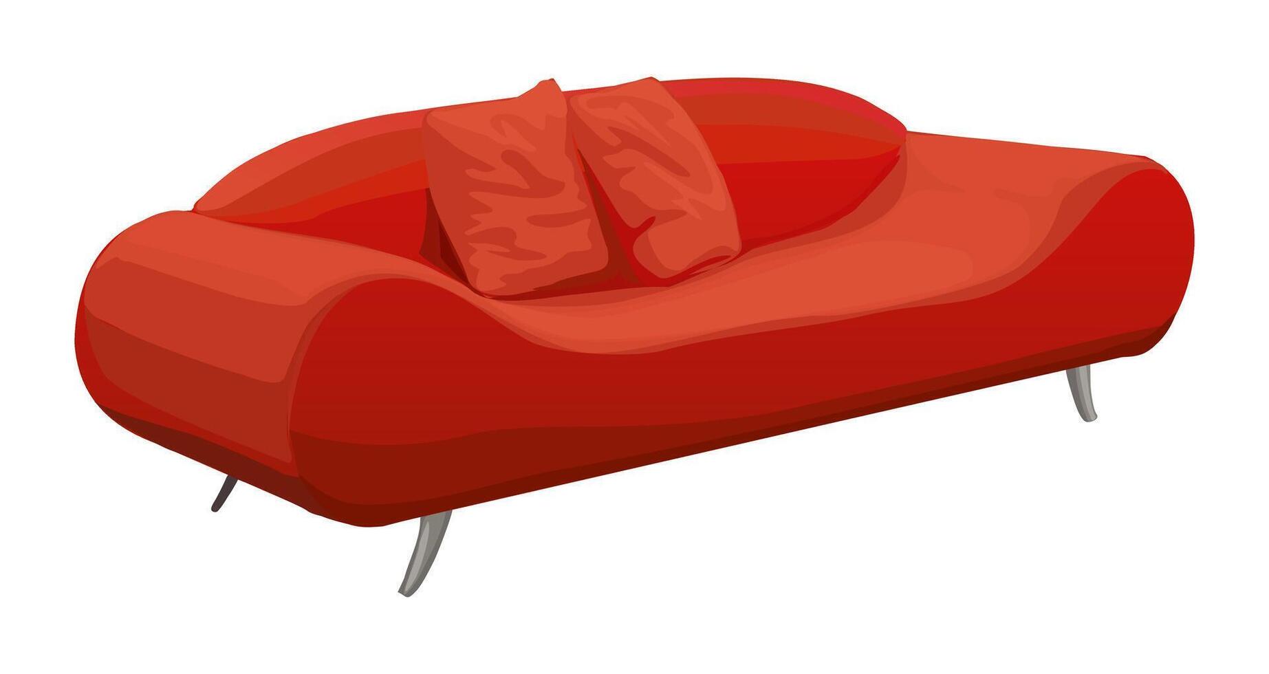 Modern fabric couch isolated on white background. Colorful elegant furniture element for interior design, house, apartment plan. vector