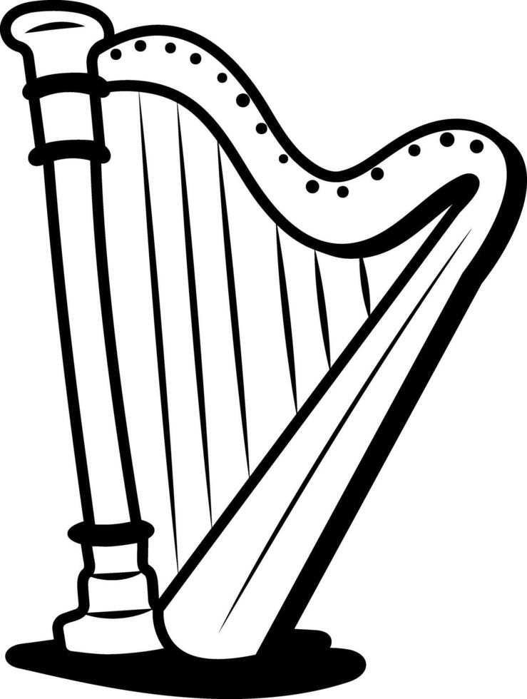 Musical harp icon in doodle style vector
