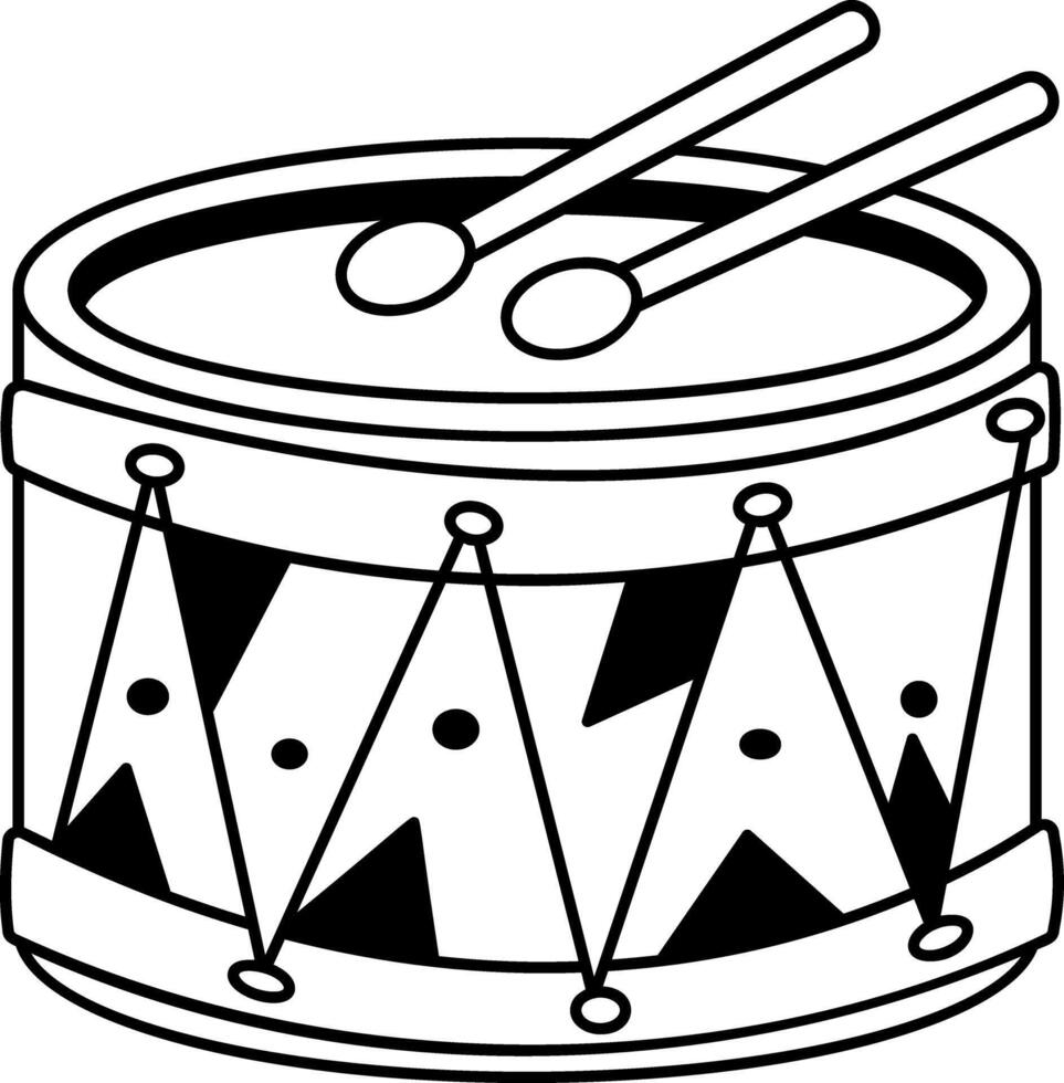 A doodle style icon of a drum vector